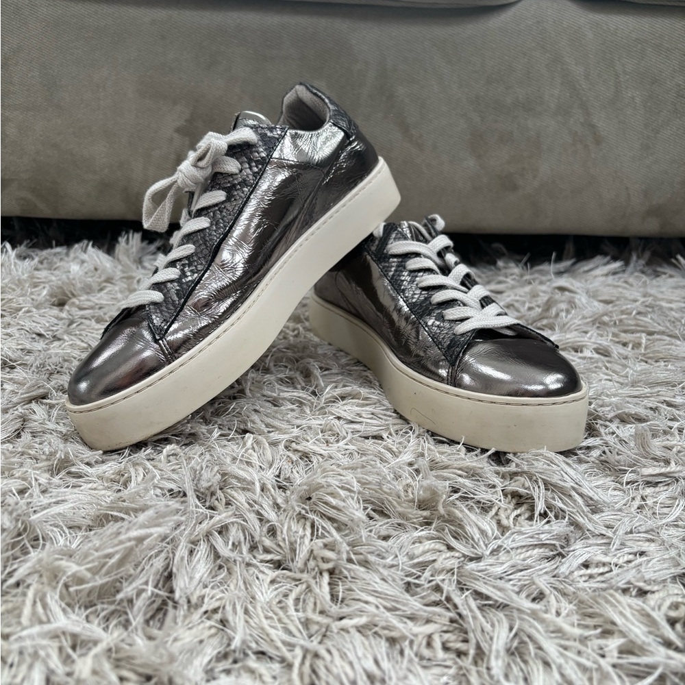 All Saints Metallic Snakeskin Silver Women's Sneakers